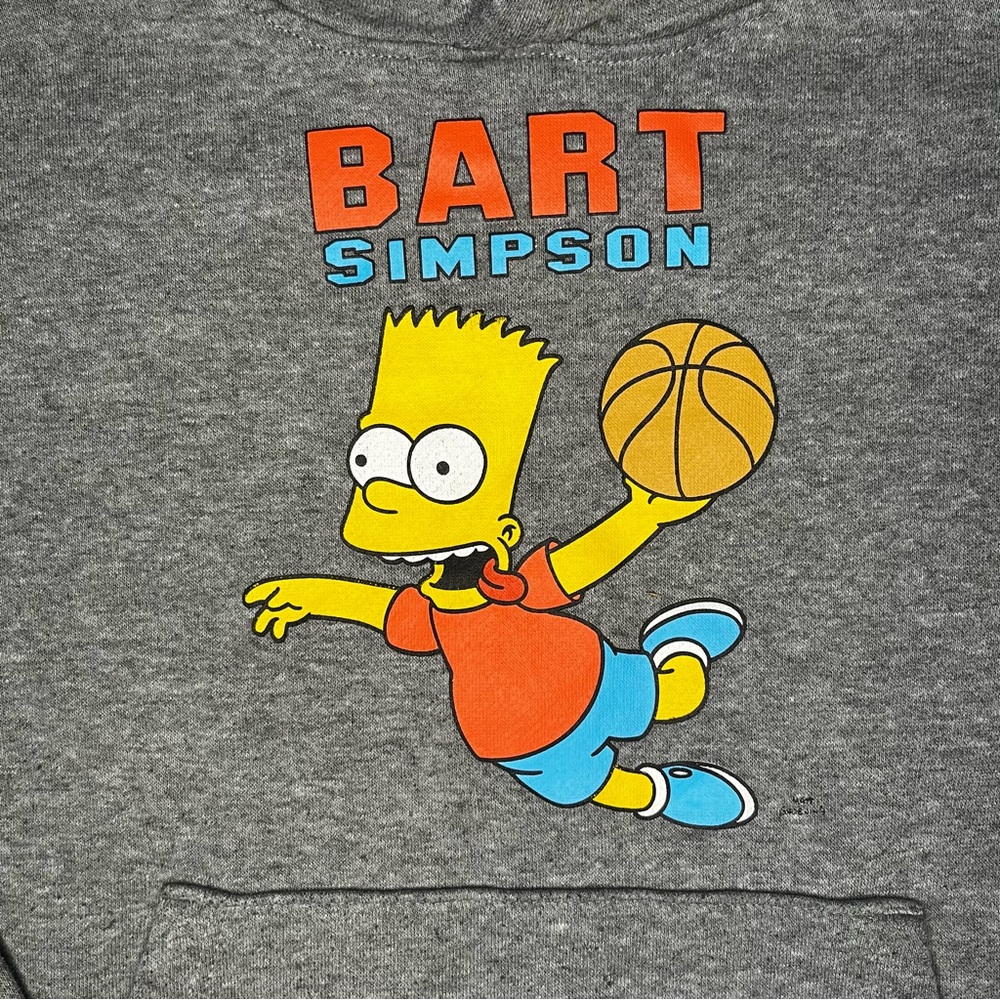 Old Navy Kids Bart Simpson Basketball Gray Hoodie Medium Front Pocket (8)